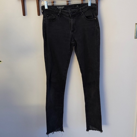 AG Legging Ankle Faded Black Denim with Raw Hem SZ 27 - Picture 2 of 4